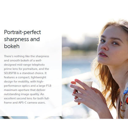 Sony FE 85mm f/1.8 Short Telephoto Prime Lens with Full-Frame Sensor Format for E-Mount Mirrorless Digital Camera | SEL85F18