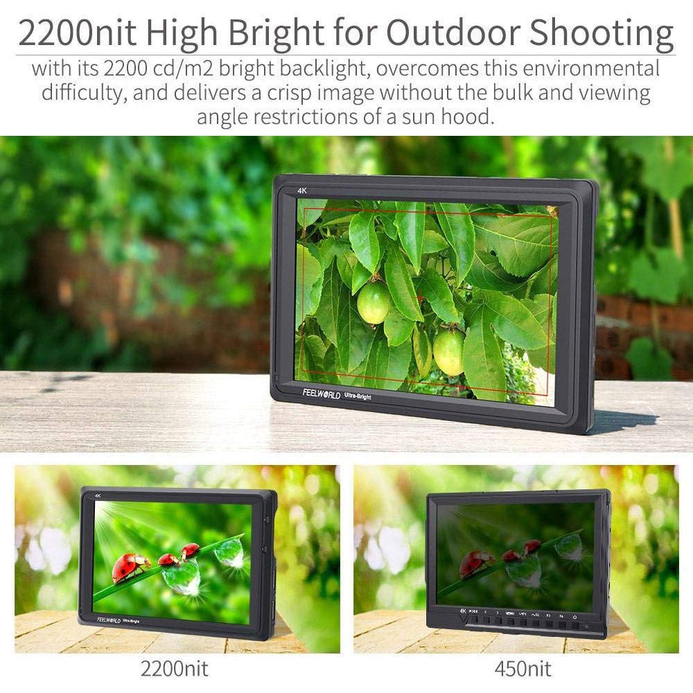 FEELWORLD FW279 7 Inch On Camera DSLR Field Monitor Full HD Focus Video Assist 1920x1200 IPS with 4K HDMI Input Output 2200nit High Brightness