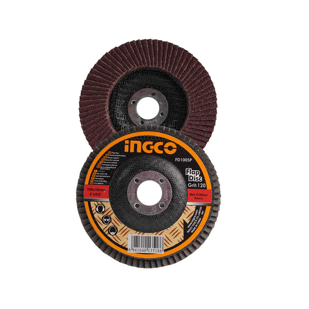 INGCO 100x16mm 60 / 80 / 120 / 320 Grit Flap Sanding Disc for Angle Grinder & Orbital Sander Power Tools Replacement Parts & Accessories | FD1002 FD1003 FD1005P FD1008P