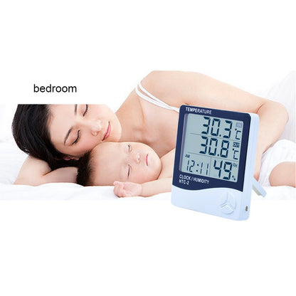 EagleTech HTC-2 Version 2 Digital LCD Temperature Humidity Meter Clock Hygrometer Thermometer Indoor and Outdoor