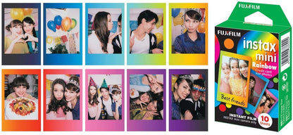FUJIFILM Instax Mini Film 10s (10 Sheets) Single Pack | Glossy, PhotoSlide (NEW), Sprinkles (NEW), Black, Sky Blue, Confetti, Comic, Airmail, Pink Lemonade, Monochrome, Stripe, Stained Glass, Shiny Star, Rainbow, Macaron, Contact Sheet