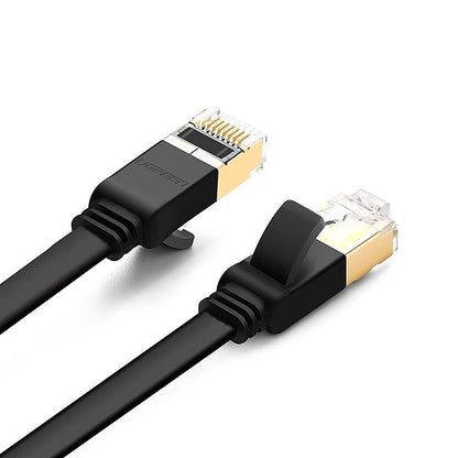 [CLEARANCE] UGREEN CAT7 10Gbps 600Mhz U/FTP Ethernet 3-Meters Gold Plated Flat RJ45 Lan Cable for PC, Windows, Mac (Black) | 11262