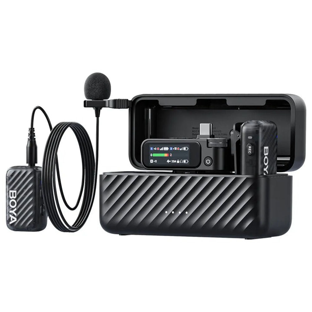 BOYA BOYAMIC 2 AI-Powered Wireless Mini Microphone Lapel with True Noise Cancellation, 32-bit Onboard Recording, AMOLED Touchscreen & Multi-Device Support for Vlogging, Live Broadcast and Interview
