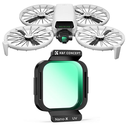 K&F Concept no-X Series UV Ultraviolet / PL Polarizer / ND8 16 32 64 Neutral Density Lens Filter with 28 Multi-Layer Coated Imported AGC Optical Glass and 3 to 6 Light Reduction Stops for DJI Flip Drone Photo / Video