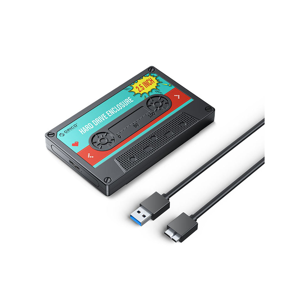 ORICO 2.5 inch Tape Style SATA to USB 3.0 HDD/SSD Hard Drive Enclosure Tool-Free with (0.5m) Micro-B to USB-A Cable, 5Gbps Fast Transmission Rate, 6TB Max. Disk Capacity for Windows, macOS, Linux, PC, Laptop, TV, PS5 | 2580U3-V1