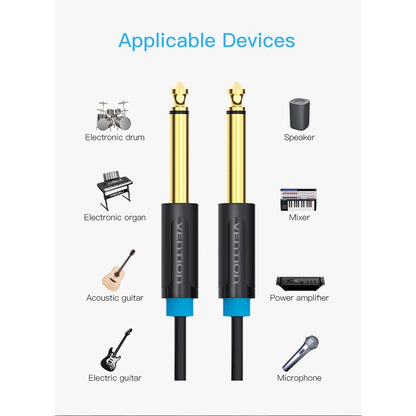 Vention TS 6.5mm Male to TS 6.5 Male Gold Plated (BAA) Audio Cable for Amplifiers, Musical Instruments, Speakers, Sound Box ( Available in 0.5M, 1M, 1.5M, 2M, 3M, and 5M)