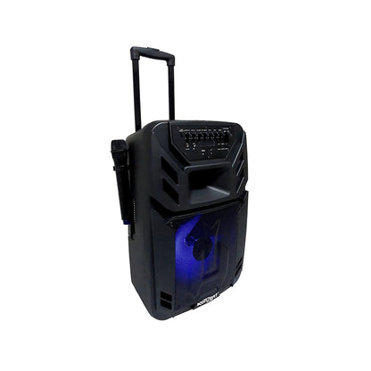 Konzert PA-12 12" 400W Portable Party Active Trolley Speaker with Bluetooth, NFC, USB/ SD Slot, FM Radio, LED Light, 2pcs Wireless Mic with Voice Priority and Rechargeable Battery