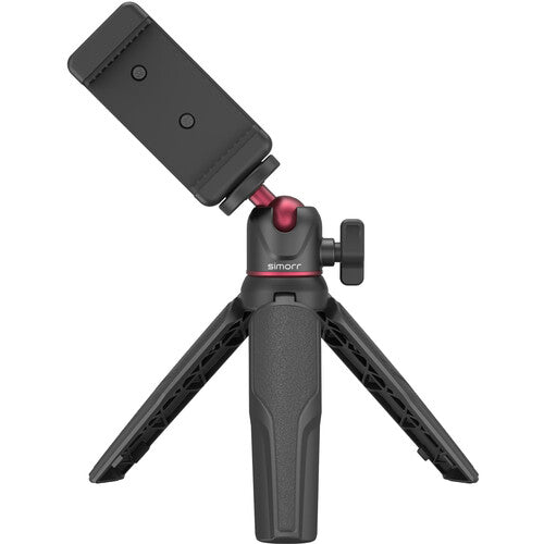 Simorr by SmallRig Vigor VK-30 Vlog Tripod Kit with Phone Clamp with Cold Shoe, Vibe P96 Video LED Light, Type-C Charging Cable, Ball Head with Adjustable Height for Smartphones (Black, White) | 3509B, 3596