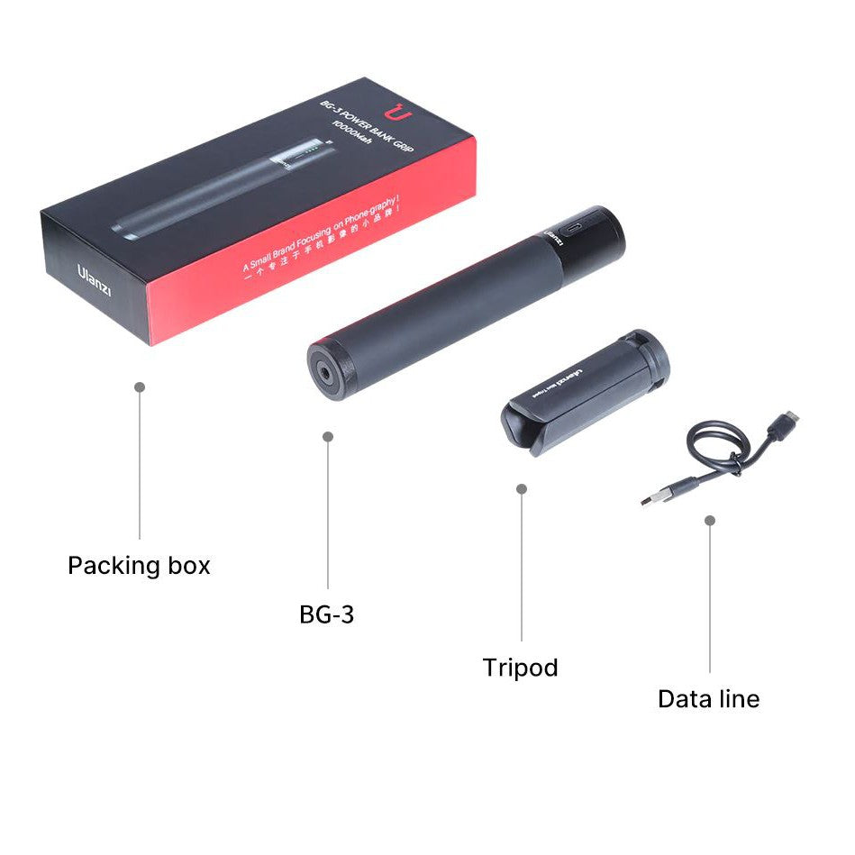 Ulanzi BG-3 10000mAh Battery Power Charger Power Bank Hand Grip with Mini Tripod for GoPro 6 7 8 9 Smartphone Osmo Pocket camera