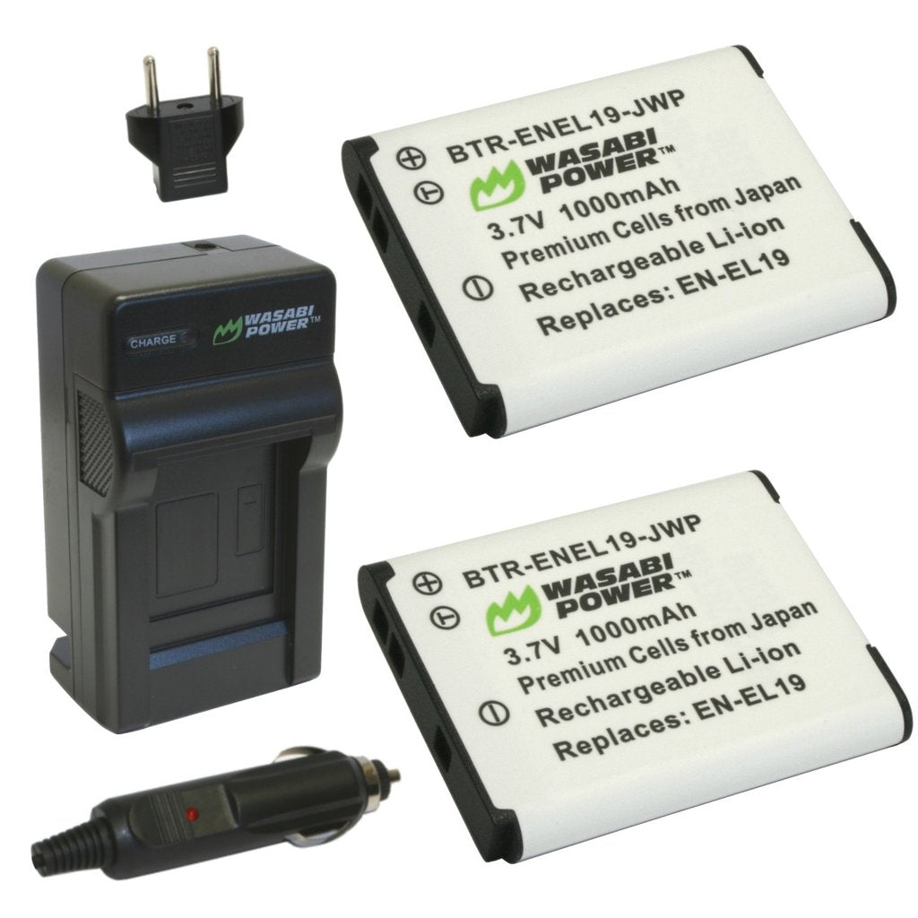 [CLEARANCE] Wasabi Power Battery EN-EL19 (2-Pack) EL19 and Charger for Nikon EN-EL19 | JG Superstore