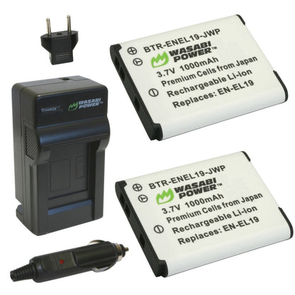 [CLEARANCE] Wasabi Power Battery EN-EL19 (2-Pack) EL19 and Charger for Nikon EN-EL19 | JG Superstore