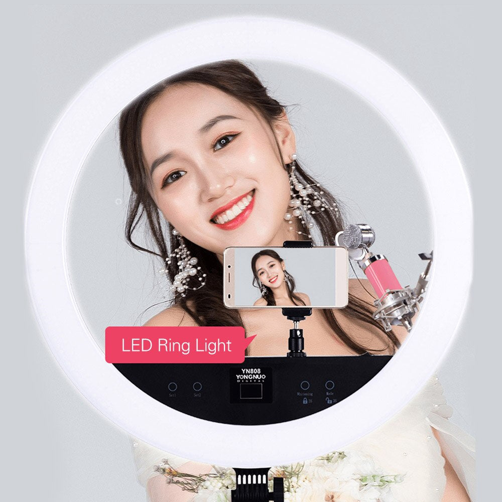 [CLEARANCE] Yongnuo YN808 LED Ring Light 5500K Day Light 800pcs Lamp Beads LED Video Light for Camcorder with Touch Button Function