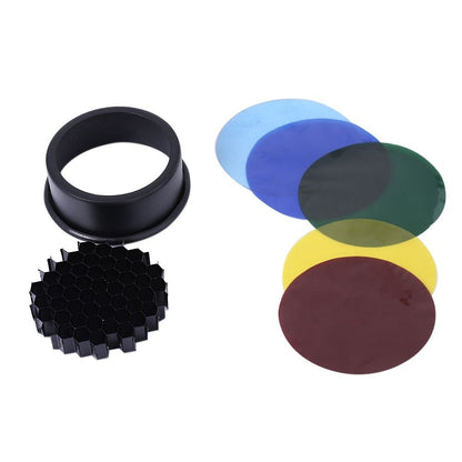 Pxel ST-5F Conical Honeycomb Grid Speedlight Flash Snoot with 5pcs Color Filter