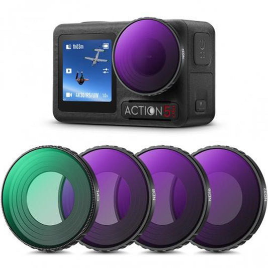 K&F Concept Nano-X Series 2 in 1 Hybrid ND8 / 16 / 32 / 64 / 256 / 1000 + CPL Neutral Density Circular Polarizing Lens Filter Kit Set for DJI Osmo Action 4 5 PRO Action Sports Camera w/ 3-10 Stops, Anti Glare, Multi Layer Coated AGC Glass