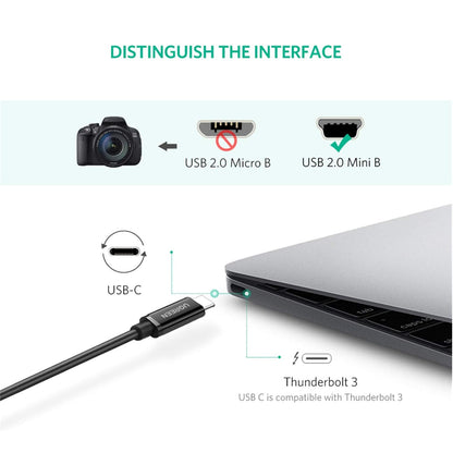 UGREEN USB-C to Mini USB Male to Male (1m) Thunderbolt 3 Data Sync Type C Cable for MacBook 2015/2016, iMac Pro, 2016 MacBook Pro and Chromebook Pixel to MP3 Players, Dash Cams, Action Camera & Digital Cameras | 50445