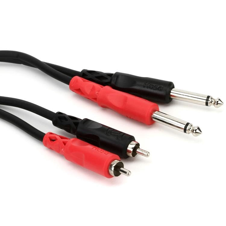 Hosa Technology Two 1/4" Phone Male to Two RCA Male Unbalanced Cable (Molded Plugs) - 3.3'