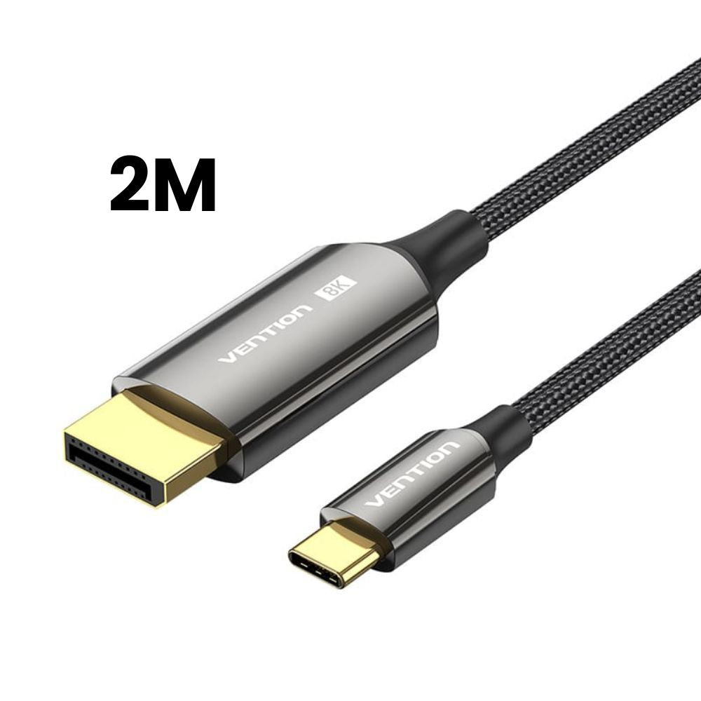 Vention 8K HDR Bi-Directional USB-C to DisplayPort Video Converter with Cotton Braided Cable and Gold Plated Connectors for Desktop Computer, Laptop to Smart TV, Projector, Monitor