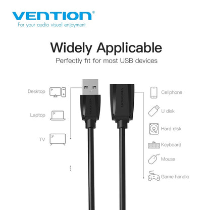 [CLEARANCE] Vention High Speed USB2.0 Male to Female Extension Cable 480Mbps Nickel Plated (VAS-A44-B500) (Available in Different Lengths)