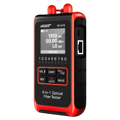 Noyafa NF-916 4-in-1 Optical Fiber Tester Power Meter with FC SC ST Interfaces, -60 to 8dBm Power Frequency Wavelength & RJ45 Network Connectivity for Home Improvement and Industrial Tools