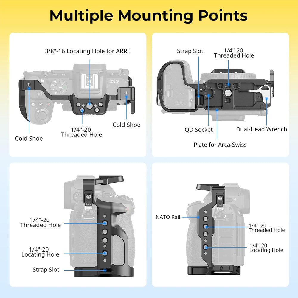 SmallRig Formfitting Aluminum Alloy Camera Cage for Nikon Z50 II Mirrorless Camera with Integrated Arca-Type Base, NATO Rail, Shoe Mount, Strap Slots, QD Socket and 1/4"-20, 3/8"-16 Accessory Threads | JG Superstore