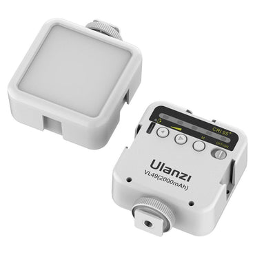 Ulanzi VL-49 Rechargable LED Mini Daylight Video Light On Camera with 5000K CCT, 2000mAh Battery, Cold Shoe Mounts and USB Type-C Charging Port for Photography Lighting Vlog Vlogging Content Creation | Black, White | JG Superstore