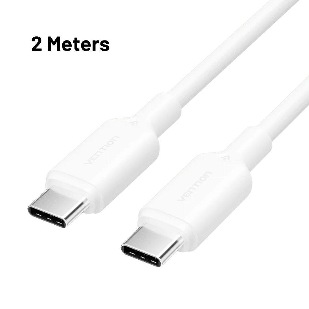 Vention 1M / 2M 60W USB 2.0 Type-C Male to Type-C Male PD Fast Charging Data 3A Cable with High-Speed 480Mbps Transfer Rate for Smartphone, Tablet, Laptop, Gaming Console - Black / White / Pink / Blue