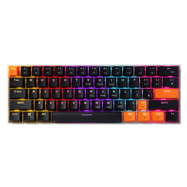 [CLEARANCE] Delux KM36 Wired Mechanical Gaming Keyboard with Outemu Red Linear Switch, 61 Keys 60% Compact Layout, Rainbow Backlit LED Light, and USB A to Type C Cable for PC, Laptop, Notebook, Desktop Computer | BLACK ORANGE