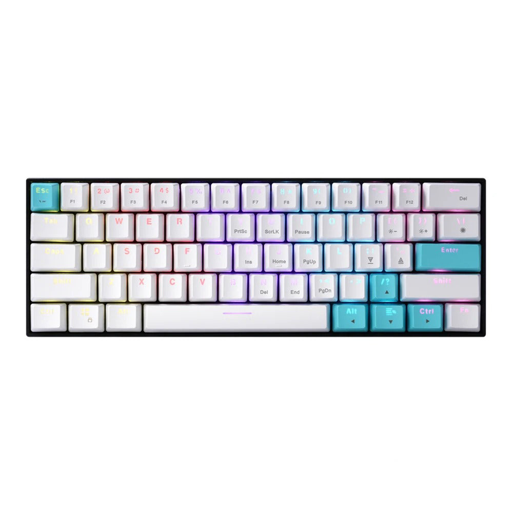 Delux KM36 Wired Mechanical Gaming Keyboard with Outemu Blue Clicky or Red Linear Switch, 61 Keys 60% Compact Layout, Rainbow Backlit LED Light, and USB A to Type C Cable for PC, Laptop, Notebook, Desktop Computer