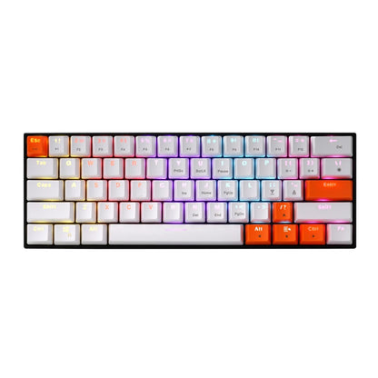 [CLEARANCE] Delux KM36 Wired Mechanical Gaming Keyboard with Outemu Red Linear Switch, 61 Keys 60% Compact Layout, Rainbow Backlit LED Light, and USB A to Type C Cable for PC, Laptop, Notebook, Desktop Computer | BLACK ORANGE