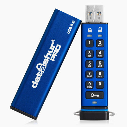datAshur iStorage PRO32GB | 64GB |128GB 256-bit AES Encrypted USB 3.2 Flash Drive with Password Protection, PIN-Protected with Alphanumeric Keypad, 169 MB/s Max. Read Speed, 135 MB/s Max, Write Speed | IS-FL-DA3-256