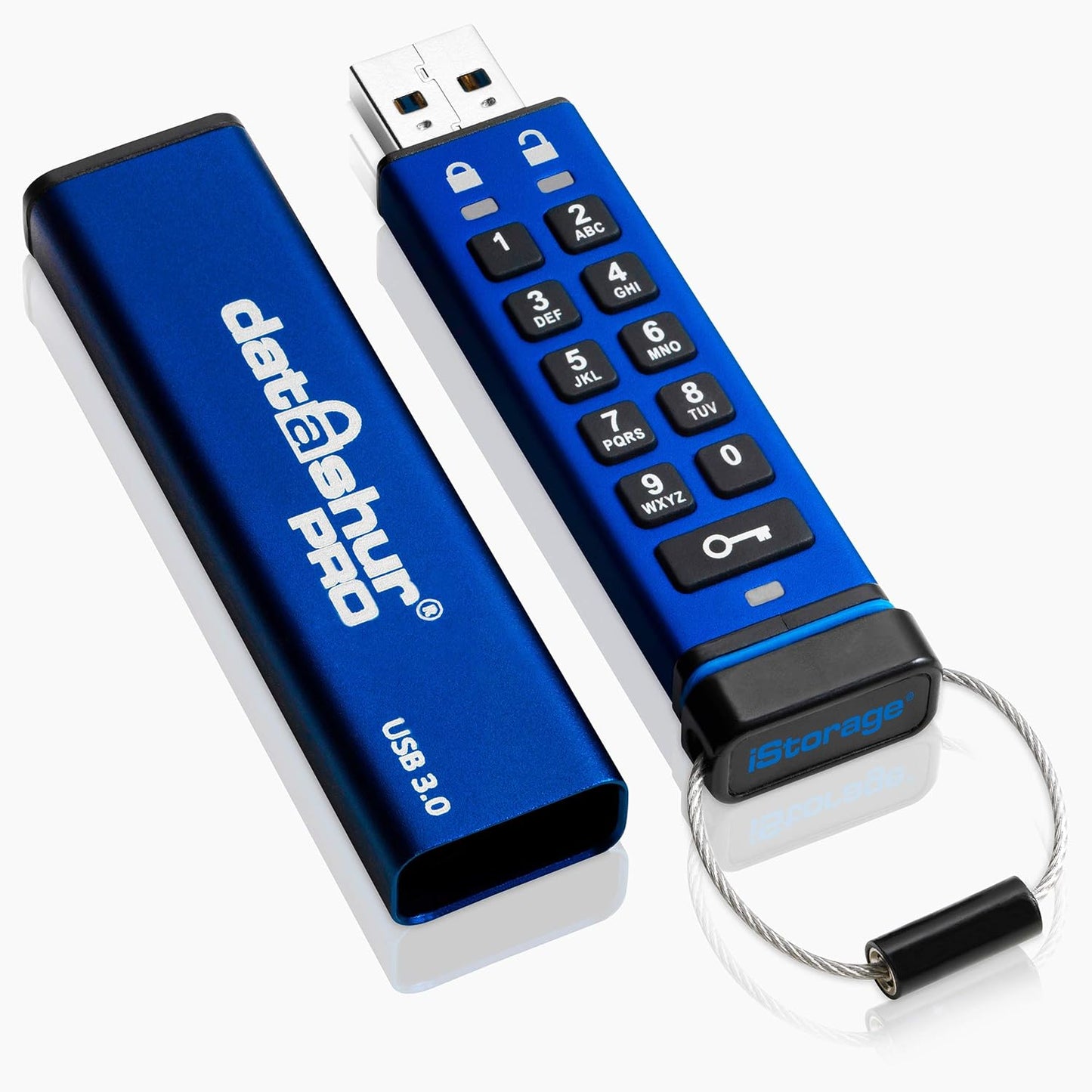 datAshur 32GB | 64GB |128GB 256-bit iStorage PRO  AES Encrypted USB 3.2 Flash Drive with Password Protection, PIN-Protected with Alphanumeric Keypad, 169 MB/s Max. Read Speed, 135 MB/s Max, Write Speed | IS-FL-DA3-256