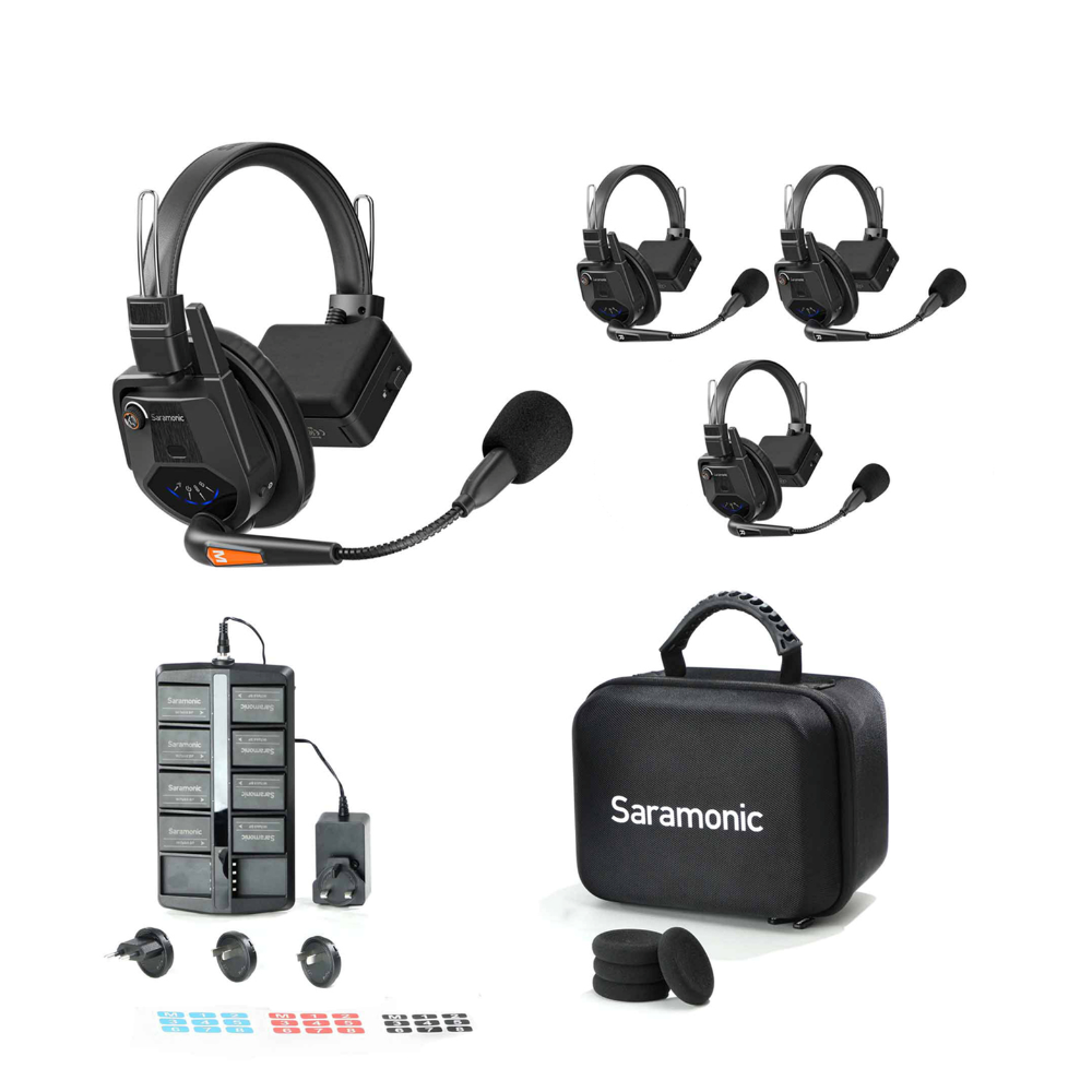 Saramonic WiTalk9 6S Wireless 6 Person Audio FDX Full Duplex Audio Intercom System 1 Master 5 Remote Headsets with Max 1640ft (500m) Wireless Range