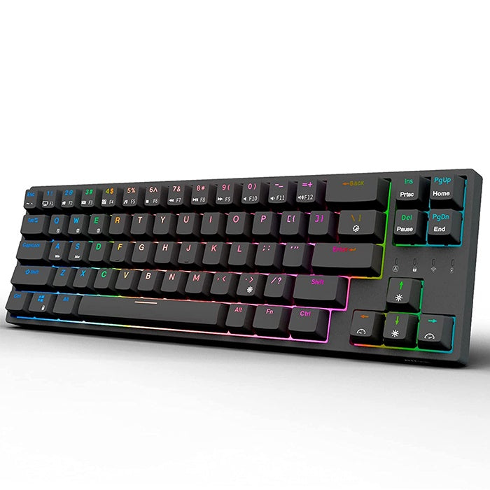 [CLEARANCE] Royal Kludge RK RK68 Plus RK871 RGB 68 Keys TKL Tri-Mode Bluetooth 5.1, Wired and 2.4Ghz Wireless Mechanical Gaming Keyboard with Hot Swappable Switches (Black, White) (Available in Blue, Red, Brown Switches)