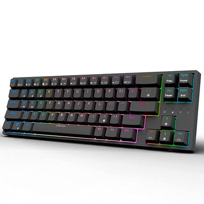 [CLEARANCE] Royal Kludge RK RK68 Plus RK871 RGB 68 Keys TKL Tri-Mode Bluetooth 5.1, Wired and 2.4Ghz Wireless Mechanical Gaming Keyboard with Hot Swappable Switches (Black, White) (Available in Blue, Red, Brown Switches)