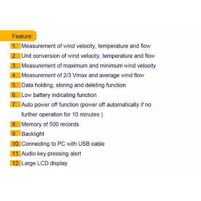 Benetech GM8902 Benetech Digital Anemometer Wind Speed Meter Air Flow Tester Measuring 0~45m/s with USB Handheld Anemometer Thermometer
