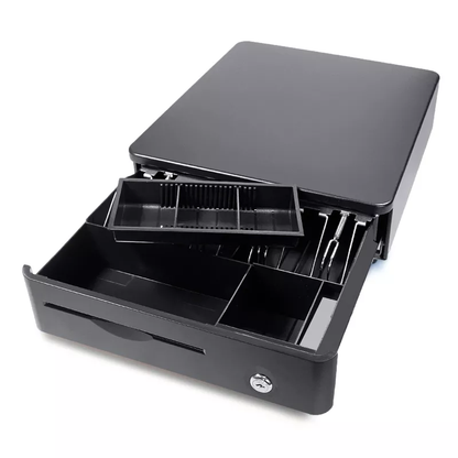 [CLEARANCE] LogicOwl POS Electronic Metal Cash Drawer Box with Manual and Automatic POS System, Bill & Coin Tray, Three-Gear Locking Structure, RJ11 Cable Input | POS System Components