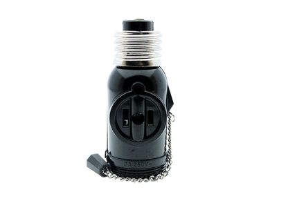 OMNI Chain Pull Socket with 2-Flat Pin Outlets 3A 220V for Electrical Light Socket | E27-712