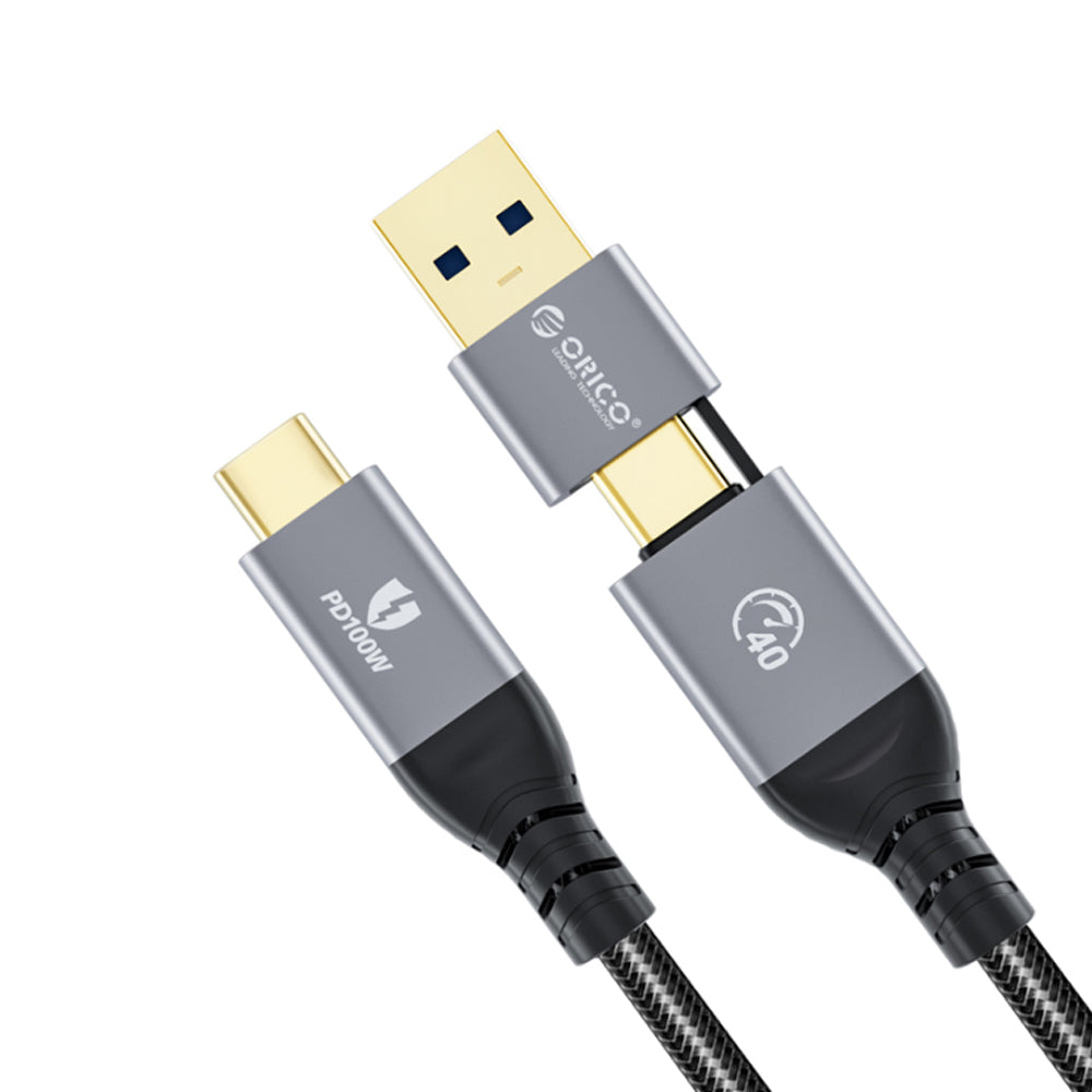 [CLEARANCE] ORICO (0.5m / 1m ) 2-in-1 USB C to USB C / USB A to USB C Fast Charging Data Cable with Adapter 20Gbps / 40Gbps Fast Data Transfer Rate, 4K 60Hz Video, Type C PD 100W for Smartphone, PC, Laptop | ACC20  ACC40