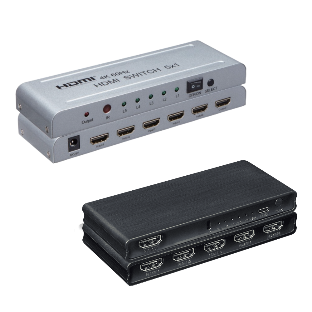 ArgoX 4K 60Hz Ultra HD HDMI Video Switcher 5x1 Supports 3D, 6Gbps Data and TMDS Clock, AWG26 and HDMI 2.0 Cable, 24/30/60bit Deep Color for High Definition Display, DVD Players | HDSW5-V2.0 HDSW5X1