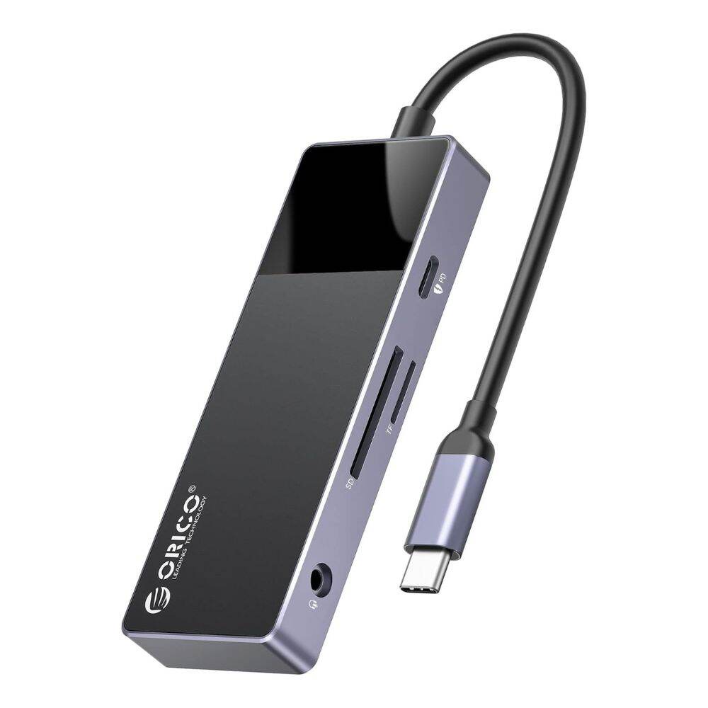 [CLEARANCE] ORICO USB 3.0 Type C Hub Adapter with 100W PD Fast Charging, HDMI, USB C & SD/TF Card Reader for PCs, MacBook, Computer Desktops & Laptops (Windows, macOS, Linux) | USB Hub Extension Docking Station | DM-9P-BK-BP
