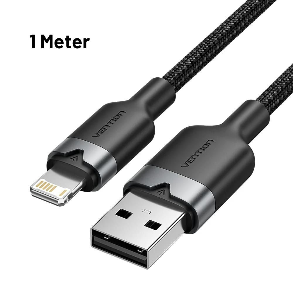 Vention 1M / 2M USB 2.0 Type-A Male to Lightning Male 2.4A Cable with High-Speed 480Mbps Transfer Rate - Black, Pink, Blue, White