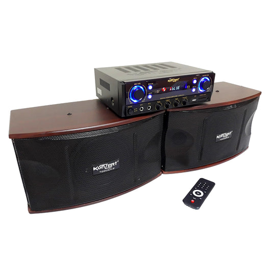 Konzert TodoOke KCS-212 1800W 6" 2-Way Woofer Micro Component Karaoke Speaker System (SET) with 2 Channel Output, Bluetooth, FM Radio Tuner and RCA, Mic Inputs and Remote Control