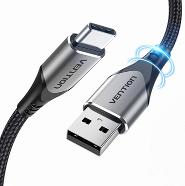 Vention Cotton Braided USB 2.0 A Male to C Male 3A USB Cable 480Mbps (CODH) for Mobile Phones, Laptops, Computers and Other USB-C Devices (Available in Different Lengths)