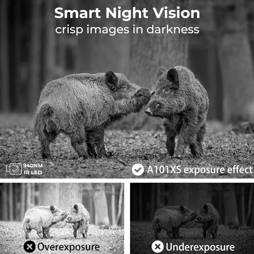 K&F Concept A101XS Outdoor Wildlife Trap Trail Camera Waterproof with High-Definition 1296P Video 24MP Photo,  120° Wide Angle Motion Detector Sensor, IR Night Vision, High-Speed Trigger Timing