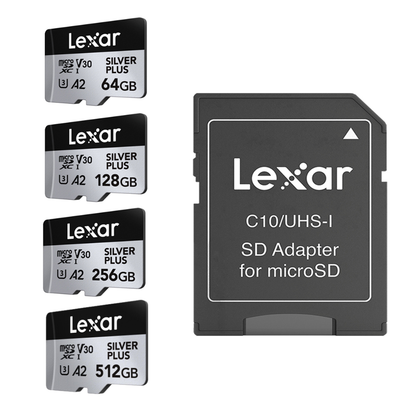 Lexar Professional SILVER PLUS microSDXC V30 A2 U3 UHS-I Memory Card | 512GB / 256GB / 128GB / 64GB
