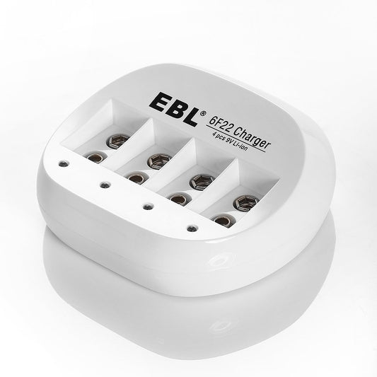 [CLEARANCE] EBL LN-6414 855 4-Bay 9V 6F22 Smart Battery Charger with Intelligent Over-Current Protection and LED Status Indicator Lights for Li-Ion Lithium Ion Rechargeable Batteries