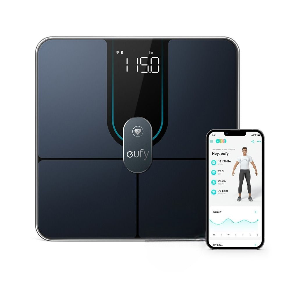Eufy by Anker Smart Scale P2 Pro Digital Bathroom Scale, WiFi & Bluetooth, 3D Virtual Model, IPX5 Waterproof and 16 Body Measurements, Works with EufyLife App, Apple Health, Google Fit and Fitbit Supported | T9149111