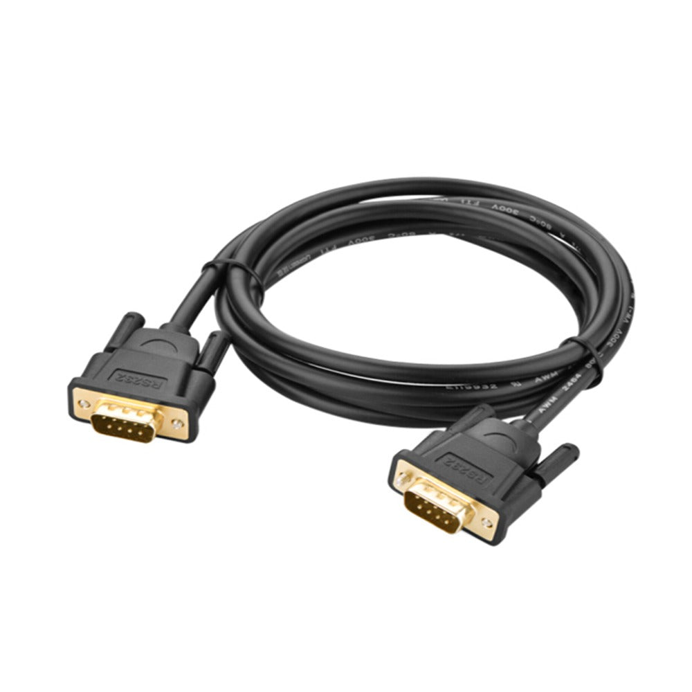 UGREEN 1.5-Meter DB9 RS232 9-Pin Serial Cable Male to Male with Built-In Locking Bolts for Personal Computers, Equipment, and Peripherals | 20153