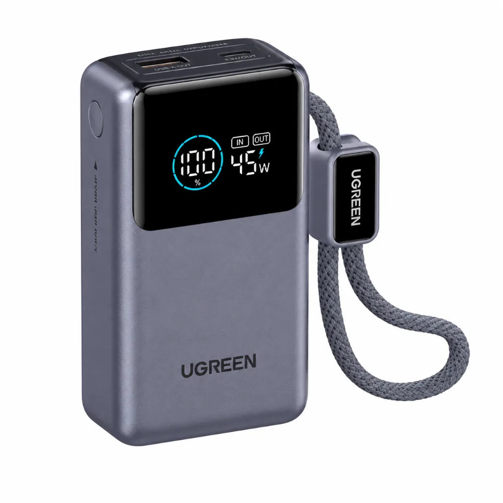 UGREEN Nexode Pro 10000mAh 55W Mini Power Bank w/ Built-in USB-C Cable | PB727