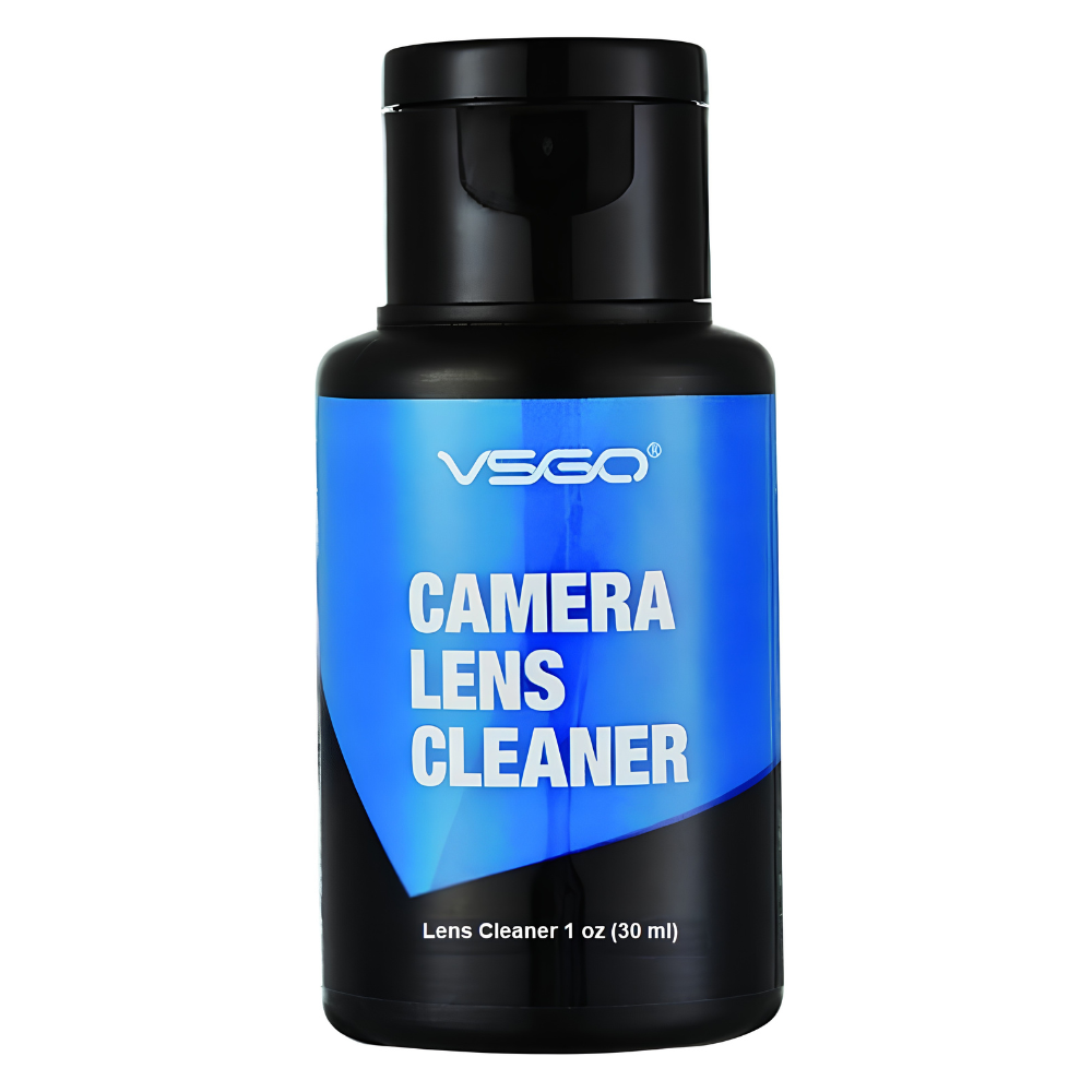 VSGO DKL-15G Camera Lens Cleaning Kits: Lens Cleaner, Lens Cleaning Pen, Microfiber Lens Cleaning Cloth, Air Blower, Wet Wipe, Suede Screen Cloth and Waterproof Bottle Container, Gray
